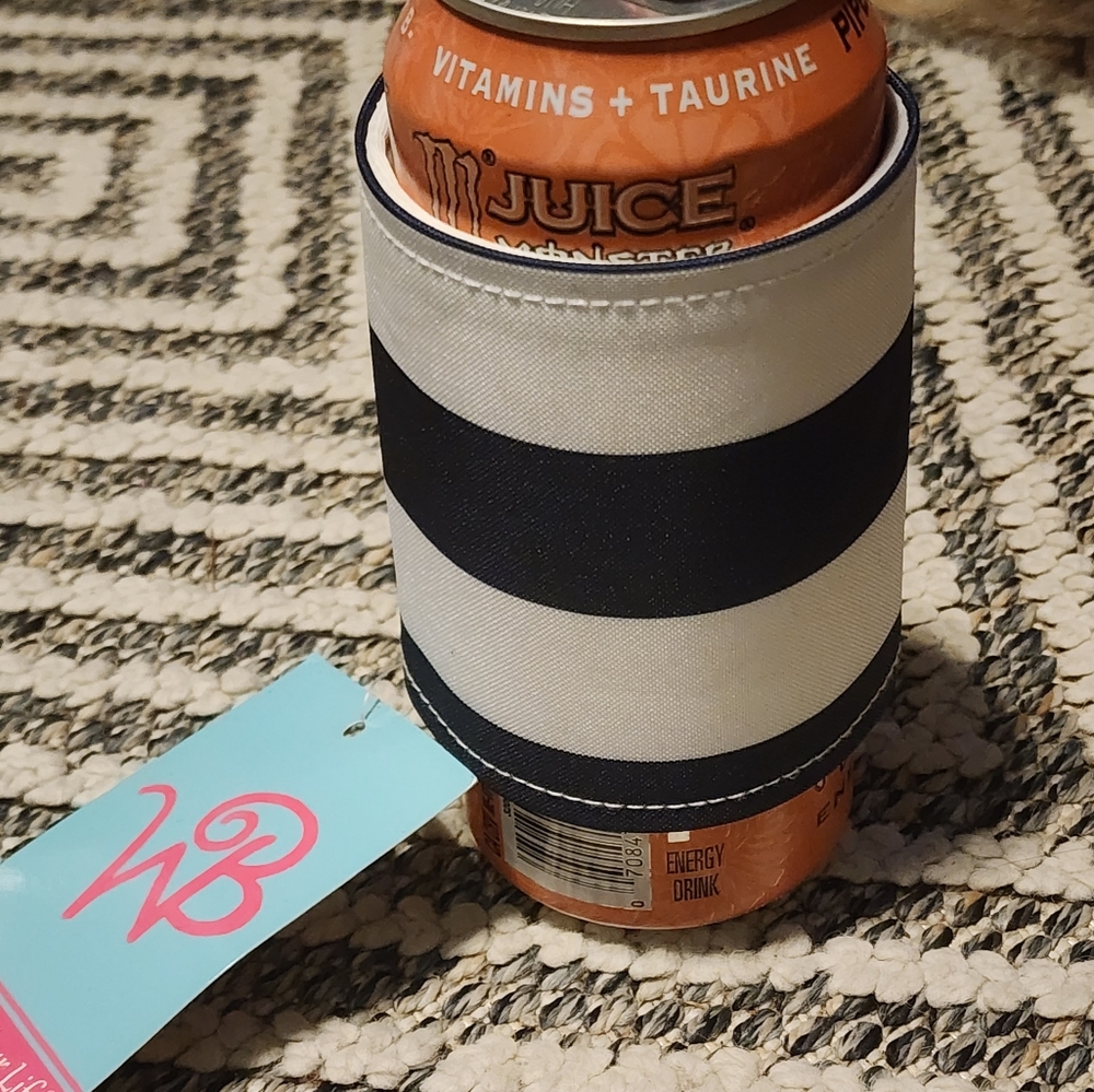 Navy and White Striped Can Koozie Nwt